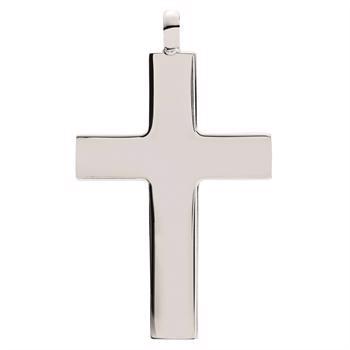 Sterling silver cross pendant with polished surface, 39 x 27 mm